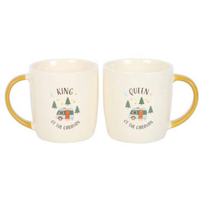 Something Different Camping King And Queen 400Ml Mug (Pack Of 2) Beige/yellow (One Size)