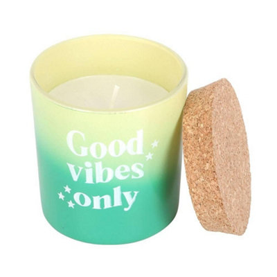 Something Different Good Vibes Only Bergamot & Mandarin Candle Green/yellow (One Size) from B&Q