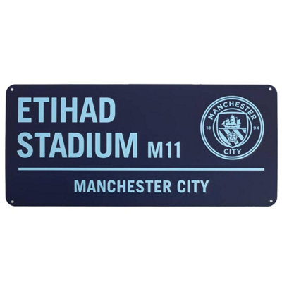  - Manchester City Fc Two Tone Street Sign Dark Blue/light Blue (One Size)