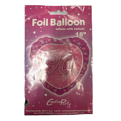 Creative Party 90Th Foil Balloon Pink (One Size) from B&Q