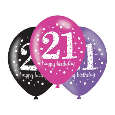 Amscan Latex 21St Birthday Balloon (Pack Of 6) Multicoloured (One Size) from B&Q