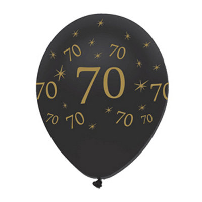 Creative Party Latex Pearlescent 70Th Balloons (Pack Of 50) Black/gold (One Size) from B&Q