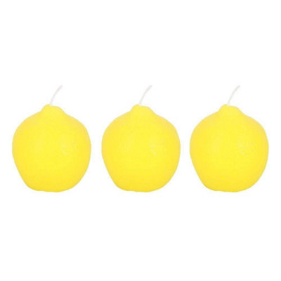 Something Different Lemon Candles (Pack Of 3) Yellow (One Size) from B&Q