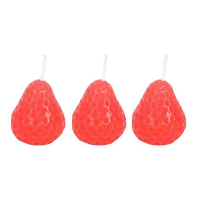 B&Q Something Different Strawberry Candles (Pack Of 3) Red (One Size)