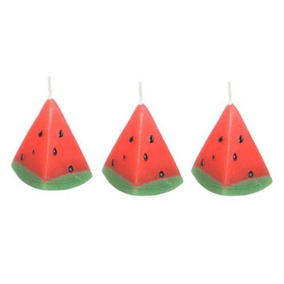 Something Different Watermelon Shaped Candle (Pack Of 3) Red/green (One Size) from B&Q