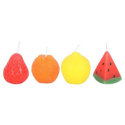 Something Different Fruit Shaped Candle (Pack Of 4) Red/yellow/orange (One Size) from B&Q