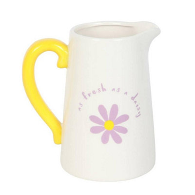 Something Different Unisex White Fresh As A Daisy Flower Ceramic Jug In - Image 3