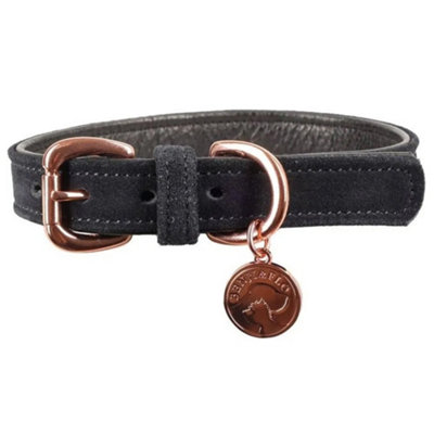 Benji & Flo Noble Suede Dog Collar Navy/rose Gold (Xs) from B&Q