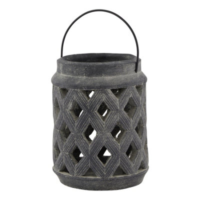 Hill Interiors Amalfi Lattice Lantern Grey (15Cm X 15Cm X 15Cm) from B&Q