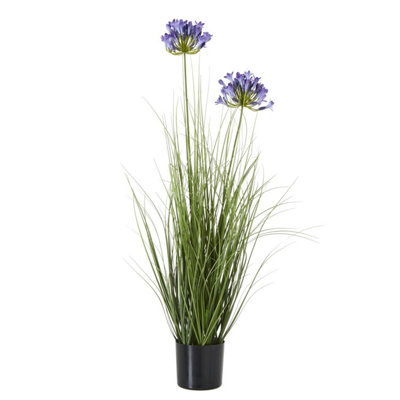 B&Q -  Agapanthus Artificial Potted Plant Blue/green (One Size)