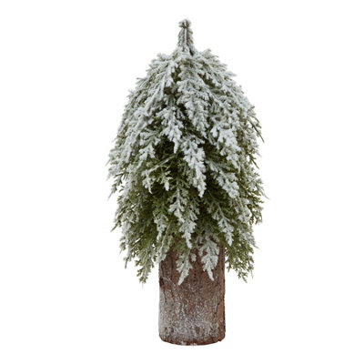 B&Q -  Wood Snowy Fir Tree Decoration Brown/white/green (One Size)