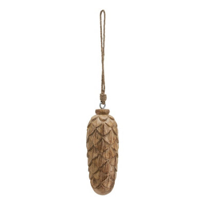 Hill Interiors Wooden Pine Cone Bauble Natural (8Cm X 6Cm X 6Cm) 8Cm