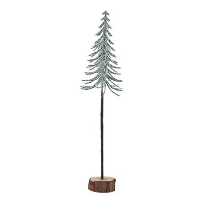 B&Q -  Snowy Spindle Christmas Tree Brown/white/green (35Cm)
