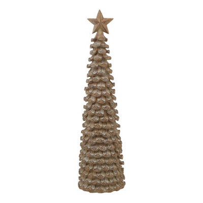 B&Q -  Cedar Tree With Star Christmas Decoration Beige (26Cm X 8Cm X 8Cm)