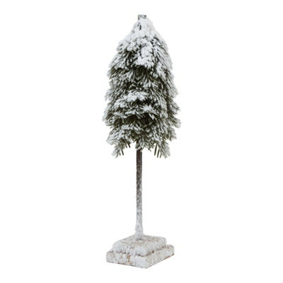 B&Q -  Snowy Cedar Tree Wooden Block Brown/white/green (One Size)