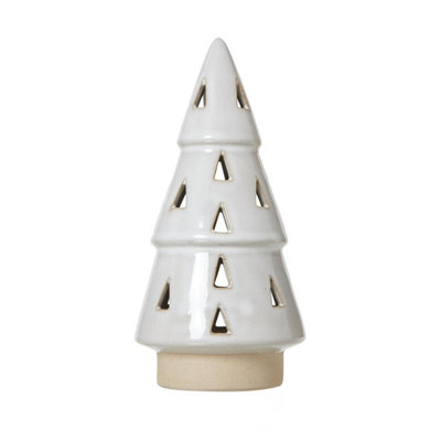 Hill Interiors Unisex White Ceramic Tree Cut-Out Led Christmas Dration In - Image 6