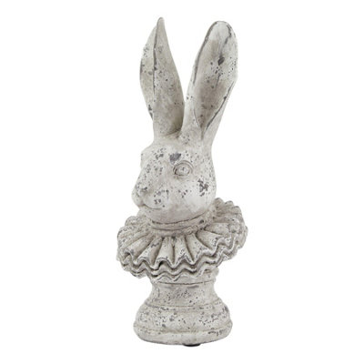 Hill Interiors Unisex Grey Stone Effect Ruffle Hare Ornament In - Image 6