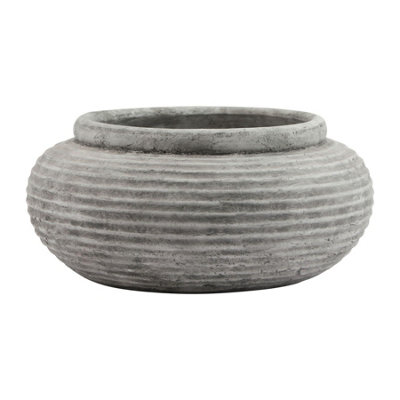 Hill Interiors White Athena Ribbed Round Planter (One ) 41Cm