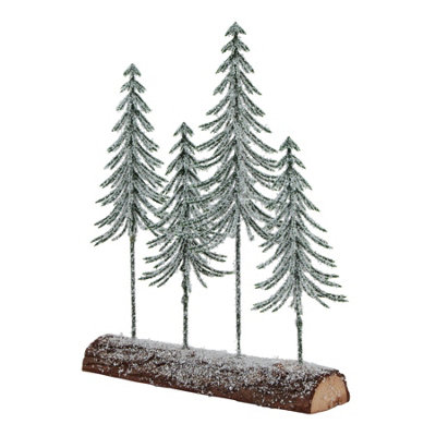 Hill Interiors Brown/Green/White Wood Spindle Tree Decoration (One ) 25Cm