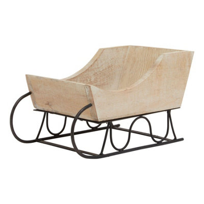 Hill Interiors Brown/Black Wooden Sleigh Christmas Decoration - 30Cm X 14Cm X 14Cm - 100% Mixed - Image 6