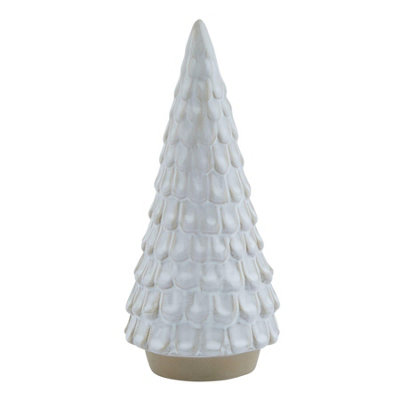 B&Q -  Ceramic Spruce Tree Decoration White (One Size)