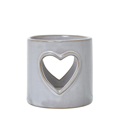 Hill Interiors Unisex White Heart Ceramic Cylindrical Tealight Holder In - Image 6