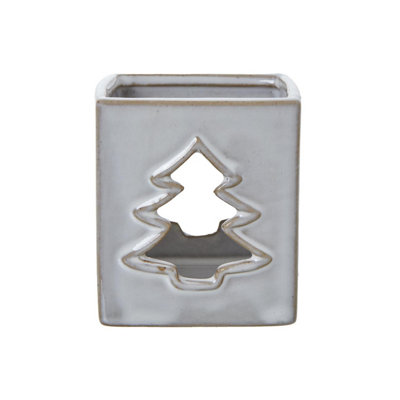 Hill Interiors Unisex White Ceramic Tree Cut-Out Tealight Holder In - Image 6
