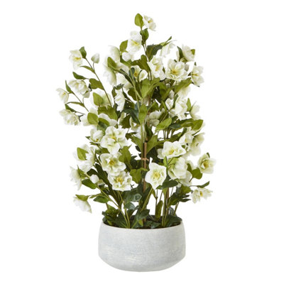 B&Q -  Hellebore Artificial Potted Plant White/grey (85Cm X 52Cm X 52Cm)