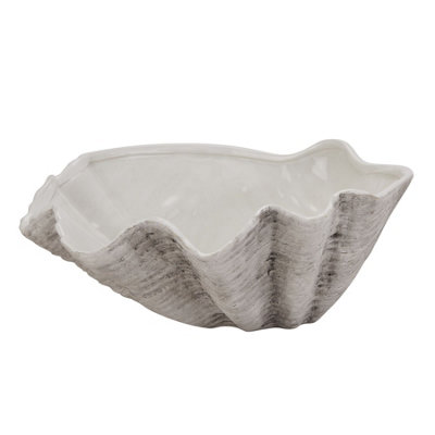 B&Q -  Adele Ceramic Shell Bowl White/grey (16Cm X 40Cm X 40Cm)