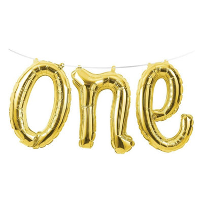 Creative Party Foil One Banner Balloons Gold (One Size) from B&Q