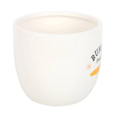  - Something Different Bunny Treats Ceramic Pot White/orange/green (One Size)