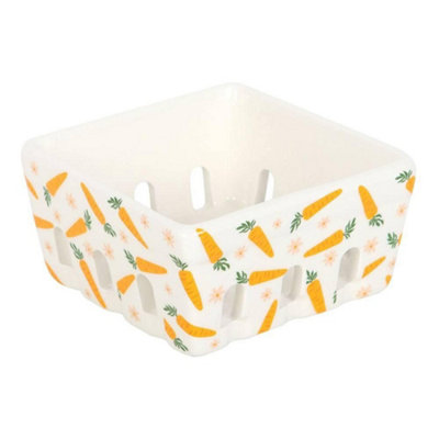 Something Different Carrot Patch Ceramic Basket White/orange (One Size) from B&Q