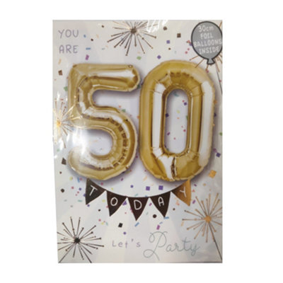 Sensations You Are 50 Today Foil Balloon Gold (One Size) from B&Q