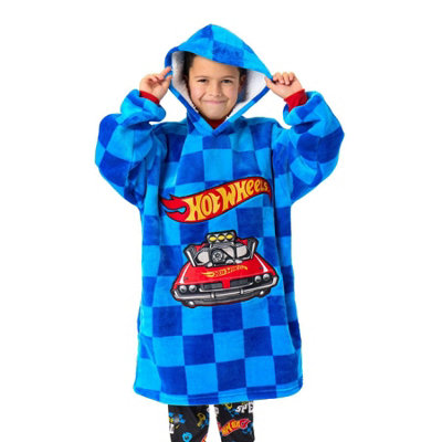 Hot Wheels Boys Car Pocket Blanket Hoodie Blue (6-8 Years) from B&Q