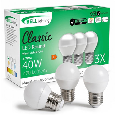 Bell Lighting Unisex Warm White E27 Led Golf Ball Bulb Non-Dimmable 470Lm 4.7W Edison Screw | Size: Pack Of 3 - Image 3