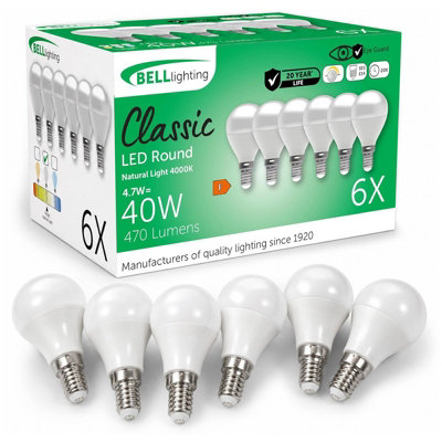 Bell Lighting Unisex Natural White E14 Led Golf Ball Bulb Dimmable 470Lm 4.7W Small Screw | Size: Pack Of 6 - Image 3