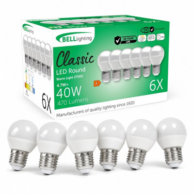 Rackhams Light Dimmable E27 Led Golf Ball Bulb 4.7W Bulb - Pack Of 6 - Image 3