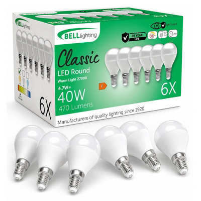 Bell Lighting Unisex Warm White E14 Led Golf Ball Bulb Non-Dimmable 470Lm 4.7W Small Screw | Size: Pack Of 6 - Image 3