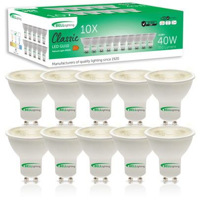 Bell Lighting Gu10 Dimmable Led Bulb 10 Pack Daylight White 6000K 350Lm 4.4W Energy Saving 50W Equivalent from B&Q