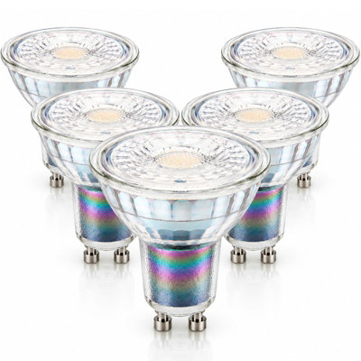 B&Q -  Gu10 Led Bulbs 5 Pack Warm White 3000K 3.1W 350Lm Premium Glass Spotlight Lamps 38 Degree Beam Non Dimmable