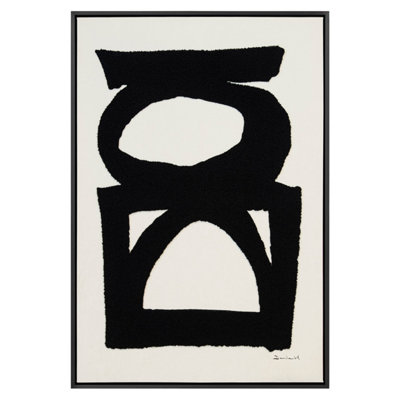  - Dan Hobday Abstract Ii Wooden Framed Plaque Black/cream (95Cm X 65Cm)