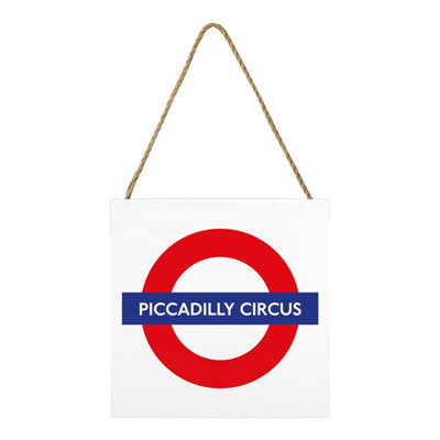  - Transport For London Piccadilly Circus Wooden Block White/red/blue (2.7Cm X 20Cm X 20Cm)