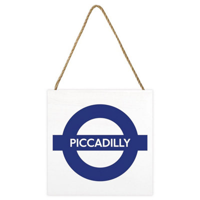  - Transport For London Piccadilly Line Wooden Block White/blue (2.7Cm X 20Cm X 20Cm)