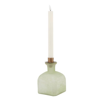 Hill Interiors Smoked Sage & Aged Br Candle Holder Vase Sage (15Cm X 10Cm X 10Cm) 15Cm