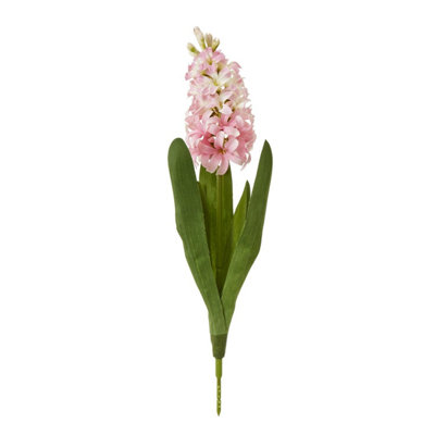 Hill Interiors Pink Hyacinth Stem Artificial Plant (One ) 44Cm