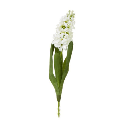 Hill Interiors White Hyacinth Stem Artificial Plant (One ) 44Cm