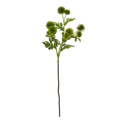 B&Q -  Globe Thistle Spray Artificial Flower Green (One Size)