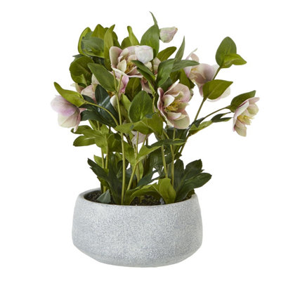 B&Q -  Hellebore Artificial Potted Plant Pink (One Size)