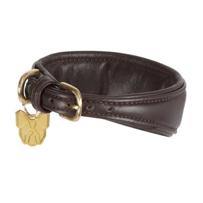 Digby & Fox Leather Padded Greyhound Dog Collar Brown (SNeckline: 25Cm-28Cm) from B&Q