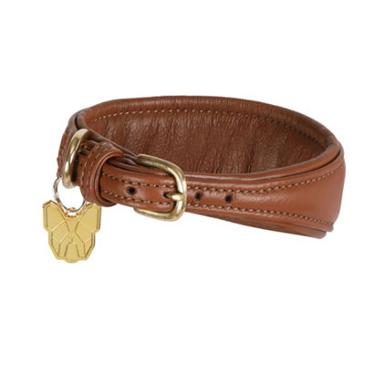 Digby & Fox Leather Padded Greyhound Dog Collar Tan (MNeckline: 29Cm-34Cm) from B&Q